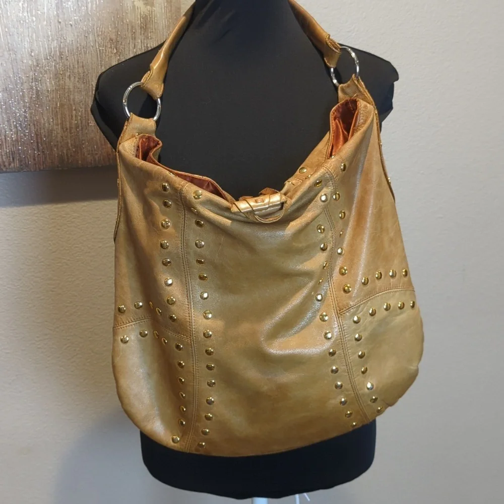 Sabina leather studded boho bag